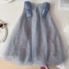 Gray sequined mesh suspender skirt