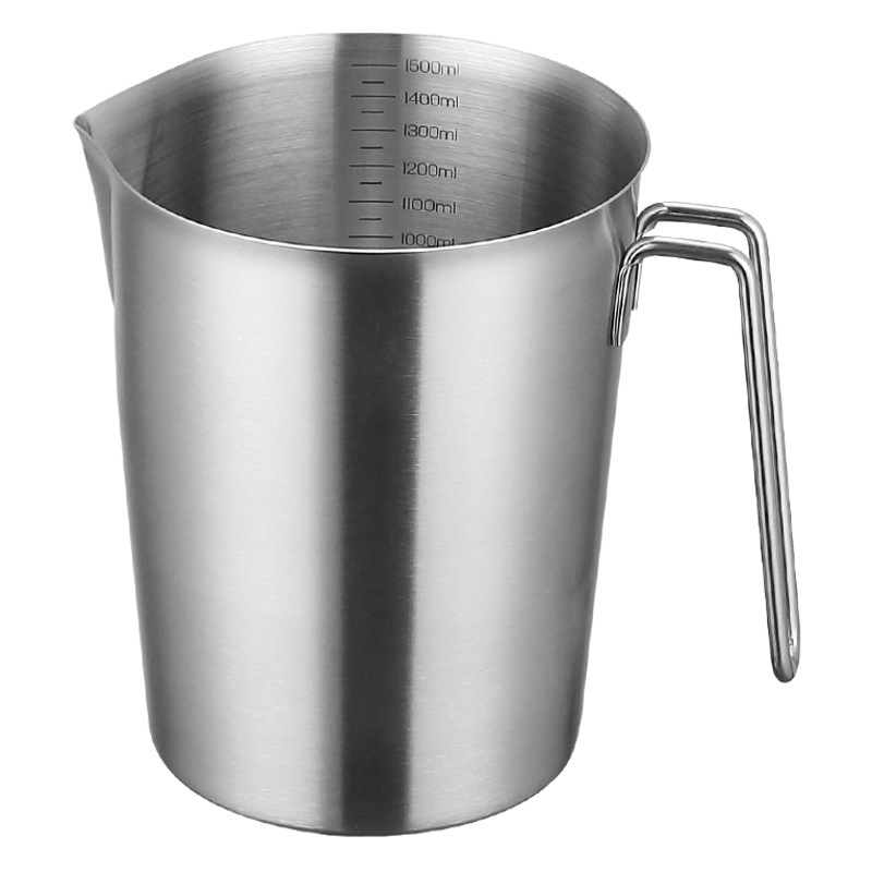 Cross-border 304 stainless steel measuring cup with lid with scale large caliber large capacity ice bucket milk tea baking experimental Cup
