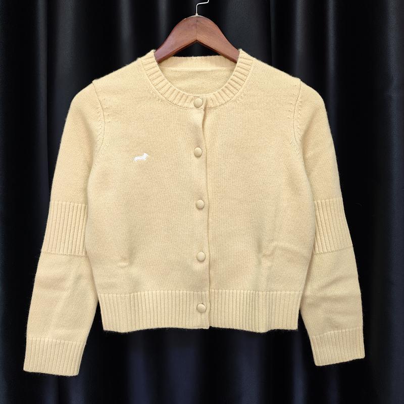 Pure Wool Round Neck Short Knitted Cardigan for Women, Early Spring New Style, Embroidered Chanel-Style Sweater Coat, Long-Sleeved Slim Fit