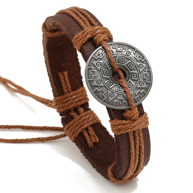 庞克 Woven metal retro leather bracelet handmade, accessory, direct factory sales, wholesale