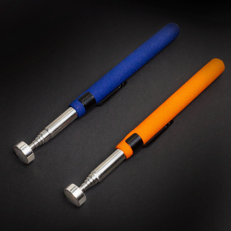 磁性不锈钢8磅6节橙色带笔夹捡拾器强磁吸铁棒可伸缩延长汽修工具