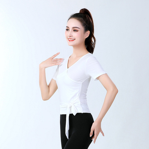 Latin dance practice clothes short-sleeved women's adult summer new national standard modern social modern dance modal top