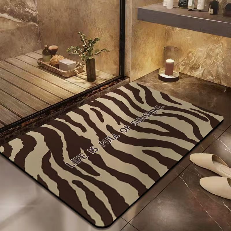 Leopard Print Diatomaceous Earth Bathroom Mat Non-slip Quick-dry_voghion.com