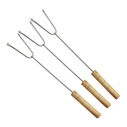 Wooden handle barbecue skewers, stainless steel skewers, steel skewers, barbecue forks, mutton skewers, metal barbecue needles