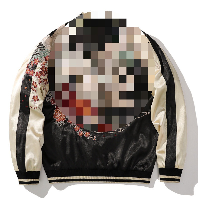 Spring and Autumn Chinese Style Heavy Industry Yokosuka Jacket Coat for Men and Women with Embroidered Nine-Tailed Fox Chinese Style Baseball Jacket Retro Personality Spring and Autumn Chinese Style Heavy Industry Yokosuka Jacket Coat for Men and Women with Embroidered Nine-Tailed Fox Chinese Style Baseball Jacket Retro Personality
