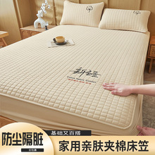 2025新款刺绣床笠全包裹防尘柔软舒适简约纯色家用床罩加厚棉花芯