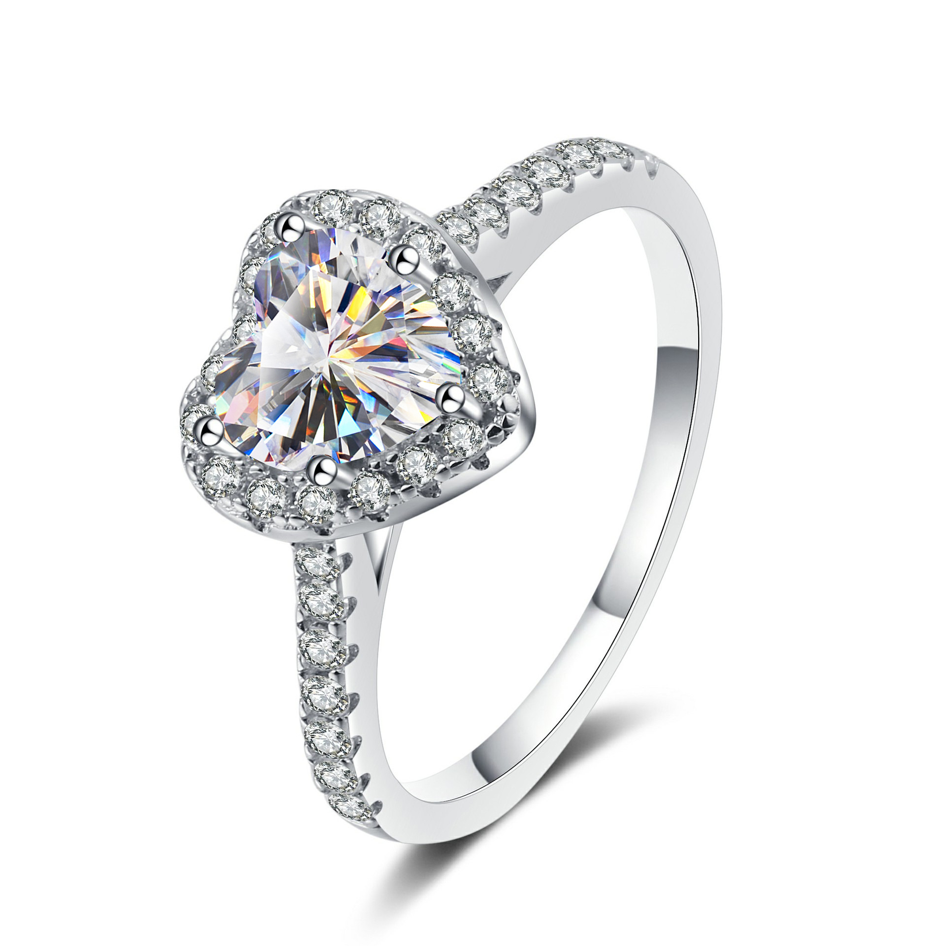 Anillo de plata S925 de color de importación de anillo de piedra de mozanita de un quilate de diamantes de diamantes de mozanita