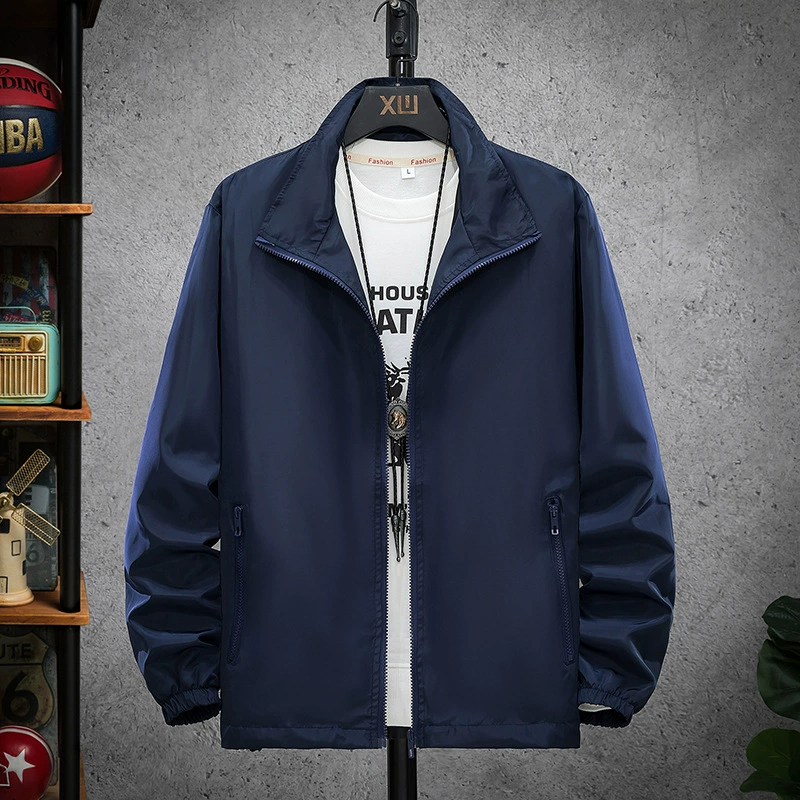 Весенне-осенняя тонкая куртка с воротником-стойкой и толстой мужской курткой Рабочая одежда с логотипом больших размеров в наличии Внешнеторговые заказы