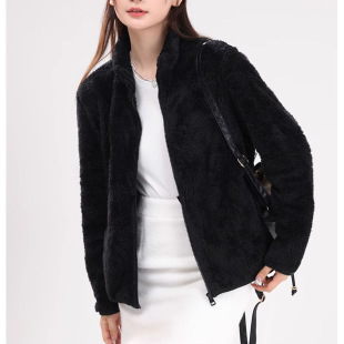 Polar Fleece Coat Women's Autumn and Winter Double-Sided Fleece Coat Warm Vertical Collar Cardigan Windbreaker Liner Cardigan Women's Sweater
