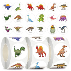 Cross-border wholesale Jurassic dinosaur sticker cartoon animal toy sticker children's intelligence reward no-dry adhesive label