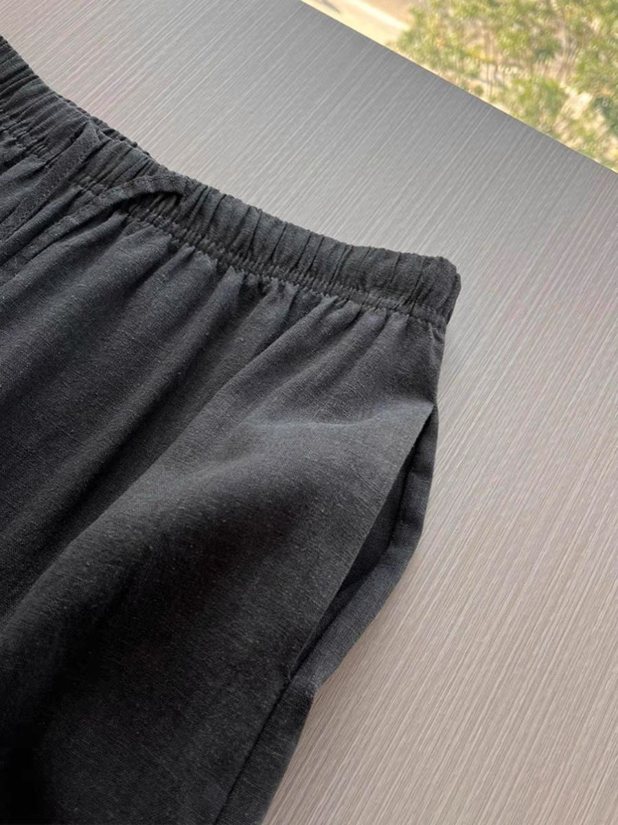 Quần culottes nữ ống rộng vải lanh phối bông mỏng mùa hè — Màu xám than