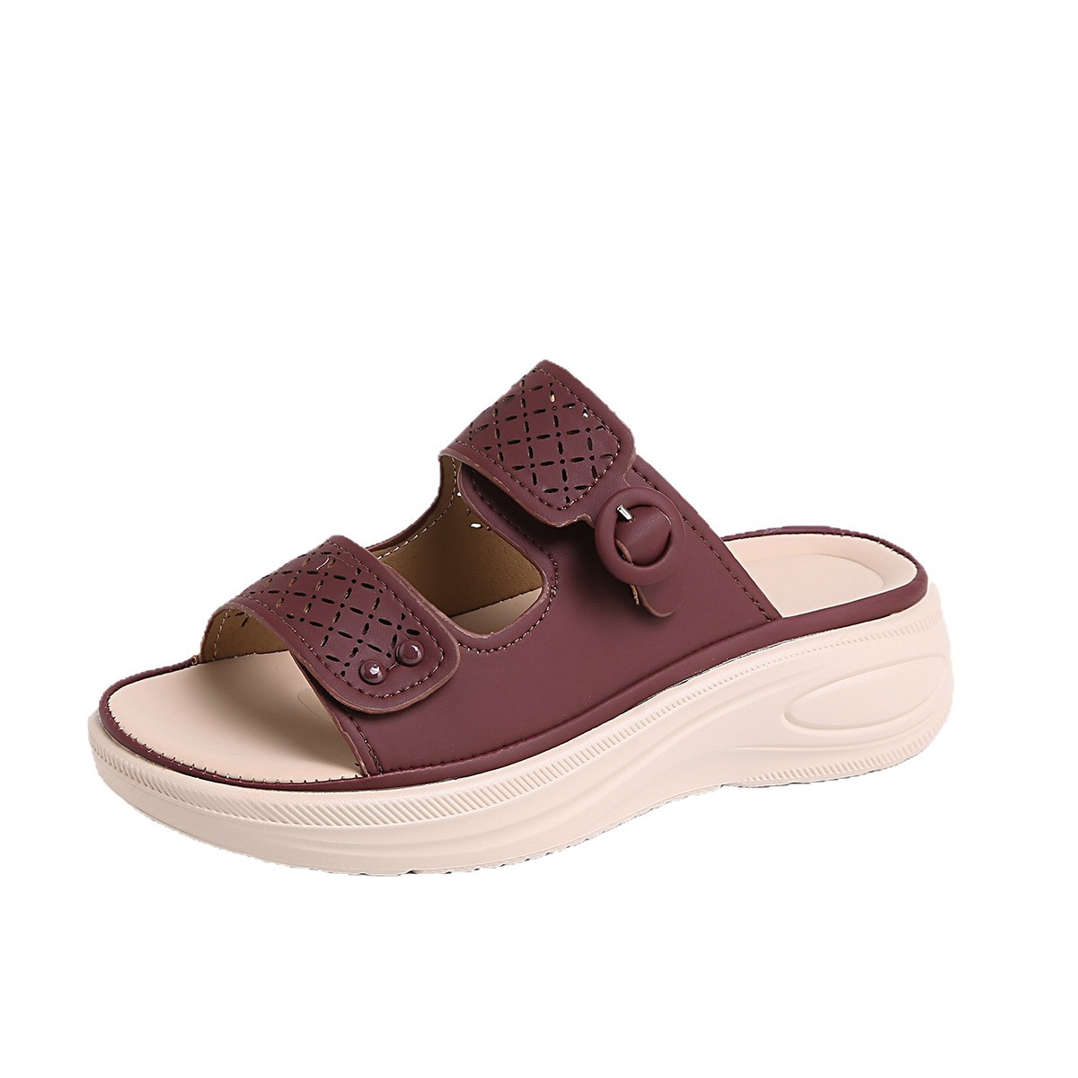 Sandali con zeppa estivi da donna taglie forti, comodi sandali da spiaggia con plateau e punta aperta, nuovo stile_voghion.com