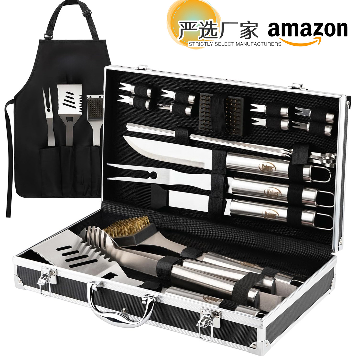 21 piezas de parrilla transfronteriza set BBQ set de estilo americano caja de aluminio herramientas de camping barbacoa