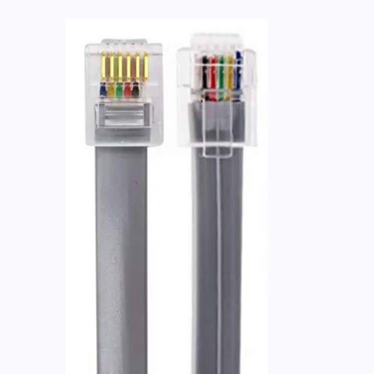 厂家现货6芯灰色扁平电话线纯铜六芯延长跳线1米