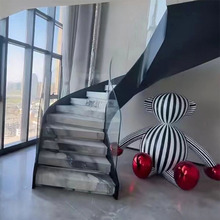 订制室内钢板旋转楼梯别墅U型钢梯户外铁楼梯弧形钢结构大楼梯