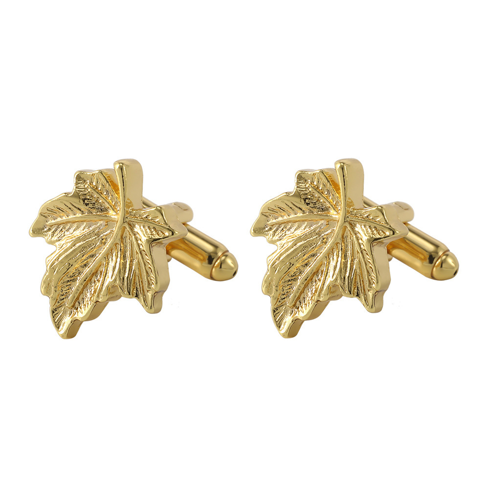 accessories Simple maple leaf cufflinks tie clip set business fashion rust nail alloy cufflinks_voghion.com