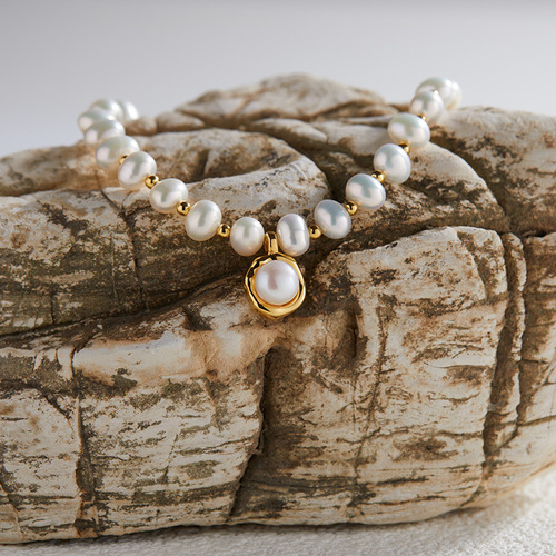 S925 Pure Silver Natural Pearl Pendant Bracelet for Women, Delicate Silver, High-End Charm, Xiaohongshu Decorations Wholesale