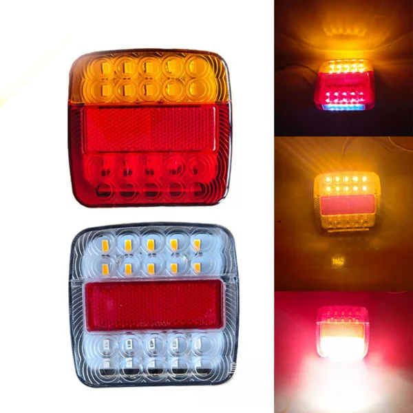 Factory supply 12V high life LED square light 20 + 6LED red and yellow double color tail light Amazon ebay supply