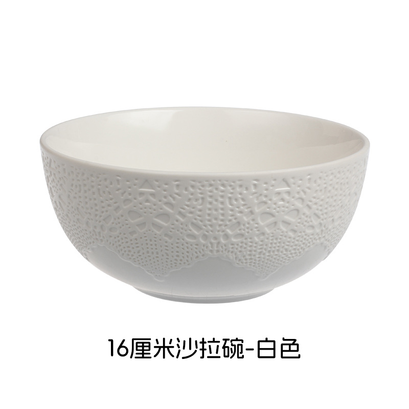 Relieve suave y fácil de limpiar estilo nórdico minimalista elegante romántico encaje cubiertos de cerámica set