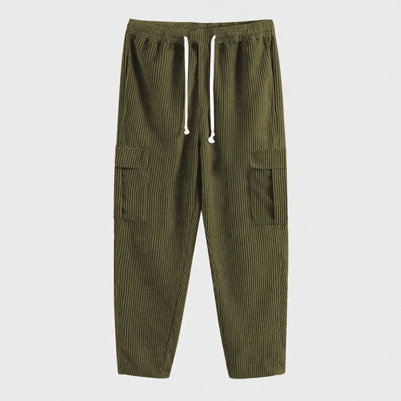 Comercio exterior Pantalones de pana para hombres Pantalones deportivos de color sólido pantalones casuales delgados de múltiples bolsillos rectos sueltos para hombres Otoño e Invierno