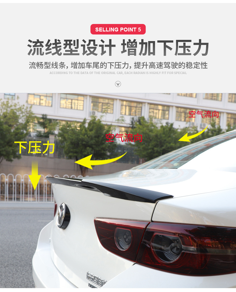 15-23 Models 3Rd Generation Axela Rear Wing Modification Decorative Parts, No Drilling Required, No Color Difference, Painted Wing