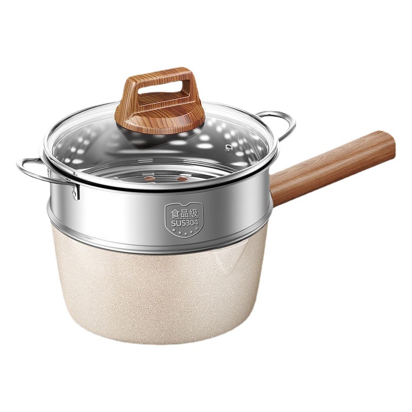 Olla de leche de piedra Maifan, olla para comida de bebé, olla antiadherente, olla multifuncional para cocinar fideos, olla pequeña para fideos instantáneos para dormitorio, olla para cocinar al vapor.