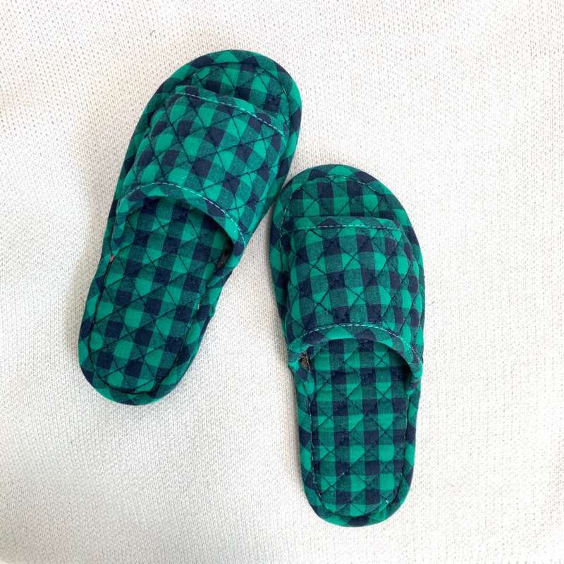 여성용 짙은 녹색 체크무늬 바닥 [입자 없음]