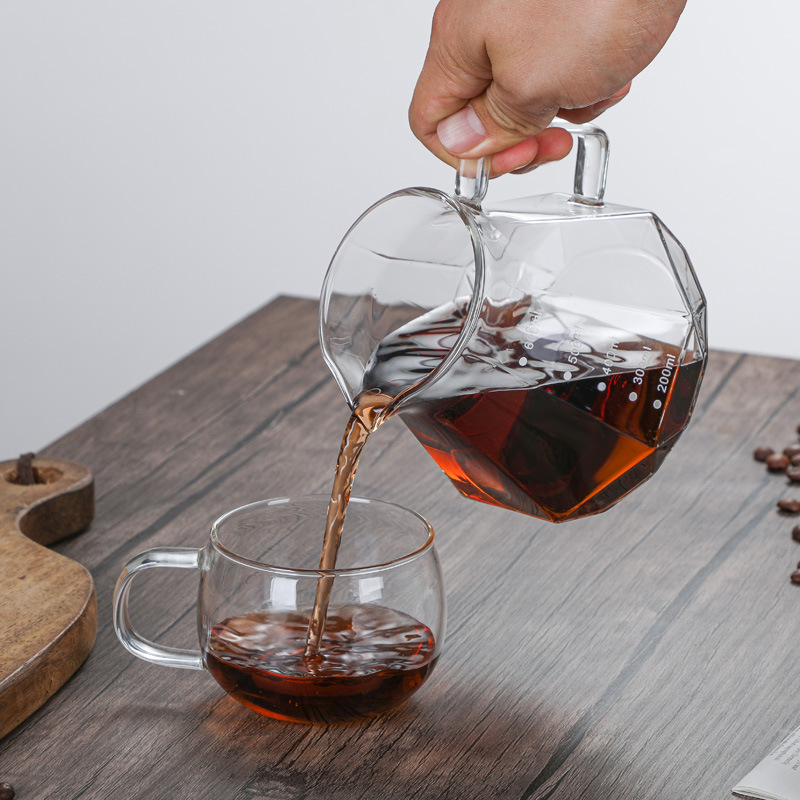 Venta al por mayor diamante café vidrio mano Punch compartir olla traje vidrio filtro taza embudo cerveza olla imprimible logotipo