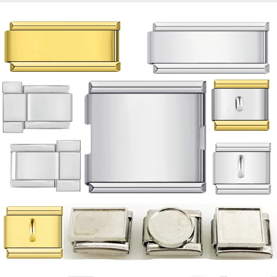 相片多功能意大利模块手链方块弹力拼接钛钢表带 Italian Charm