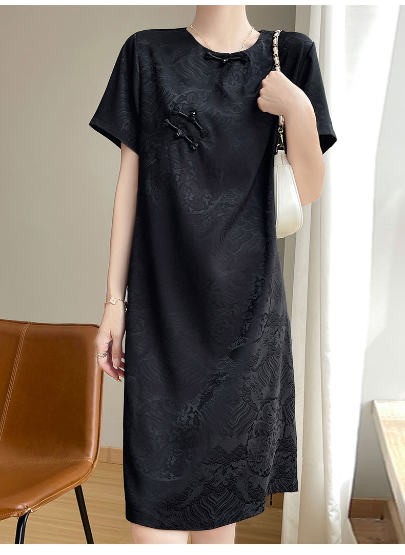 New Chinese-style Modernized Jacquard Cheongsam For Women 2024, High-end Exquisite Retro Short-sleeve With Buttoned_ecoleips.com