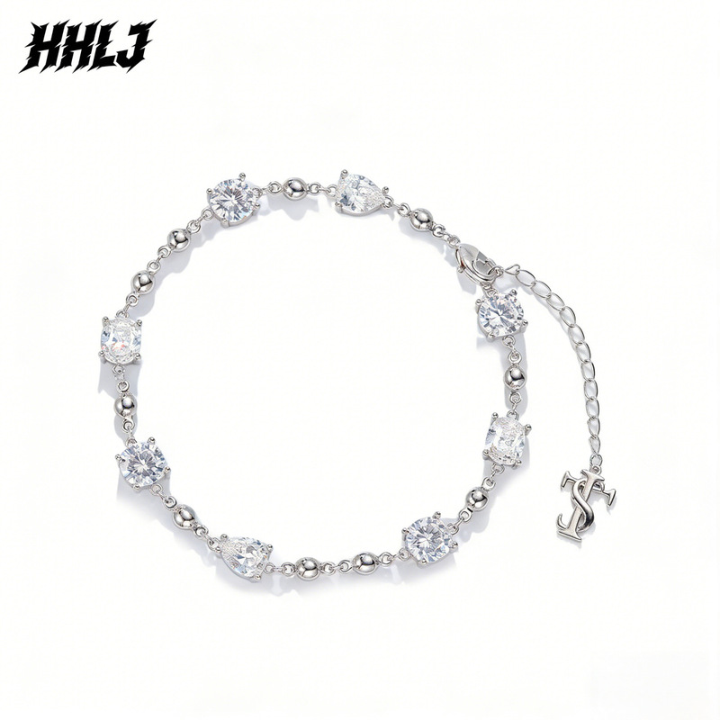 Hhlj Ai Zhiheng Style Hip-Hop Stk Bracelet Trendy Men's Personalized Fashion Zircon Jewelry Chain Women's Cross-Border Accessories