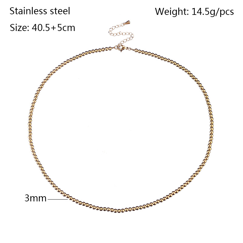 304 Stainless Steel Pendant Material Necklace Classification Retro Ball Solid Color Stainless Steel Plating Gold Plated Necklace