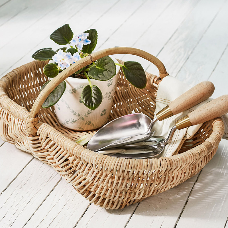 Cesta de verduras cesta tejida embalaje de flores apertura cesta portátil ratán bambú cesta de flores tejidas ramo arreglo floral flor azul tienda floral