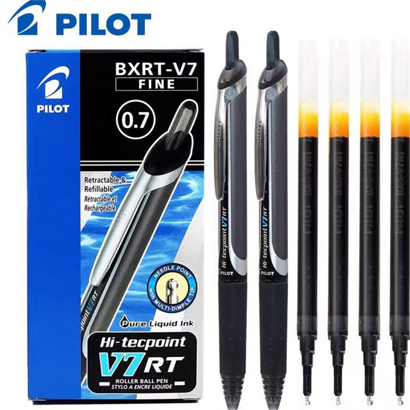 百乐笔BXRT-V7按动中性笔黑色水笔0.7办公签字笔开拓王