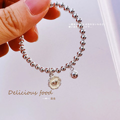 New Children's Bracelet Lucky Heart Bell Bracelet Parent-Child Bracelet 4MM Bead Chain Engraved Bracelet 925 Silver