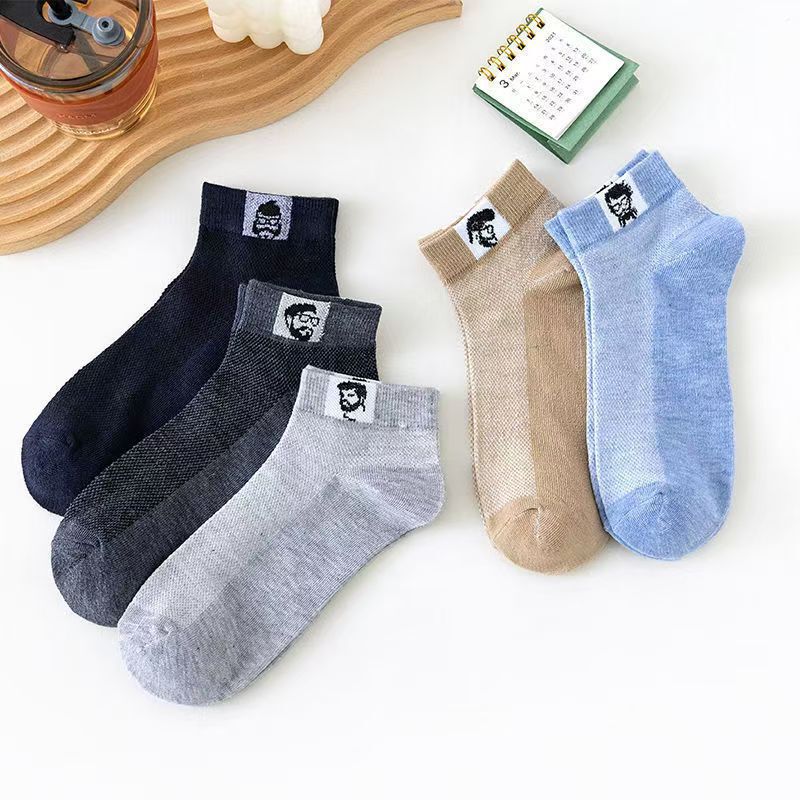 Men's Summer Versatile Anti-Sweat Mesh Breathable Anti-Odor Socks Wholesale Sweat-Absorbent Antibacterial Fashionable Short Casual Socks