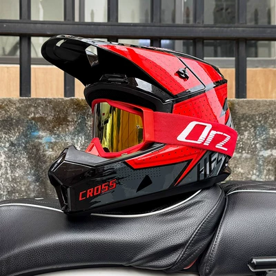 Motosiklet kaskı (dəbilqə) | Women, Rally Full-Face Helmet, Mountain - red-dot-orz-red-frame-gold-mirror-s