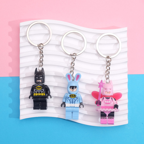 Creative cute building blocks keychain ring chain pendant US team Buzz Unicorn foreign trade gift small pendant wholesale