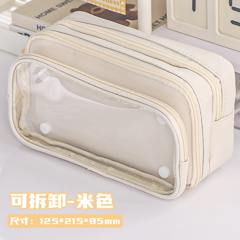 Nueva bolsa de lápices transparente estilo ins bolsa de dolor bolsa de lápiz de material de bricolaje bolsa de papelería de diez capas de gran capacidad para personas de nicho