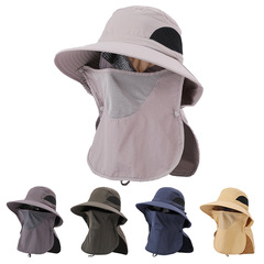 大頭圍漁夫帽戶外遮陽帽子速干防水釣魚帽夏季男女遮臉防嗮太陽帽