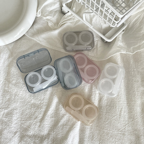 Transparent color compact contact lens case ins style high-value contact lens case portable advanced companion box care box