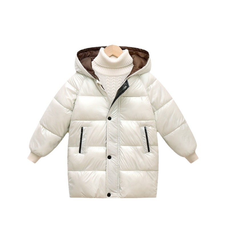 Ropa de algodón acolchada para niños de comercio exterior ropa de algodón acolchada con capucha de invierno para niños medianos y grandes bebés para niños y niñas nueva chaqueta acolchada de algodón engrosada de longitud media