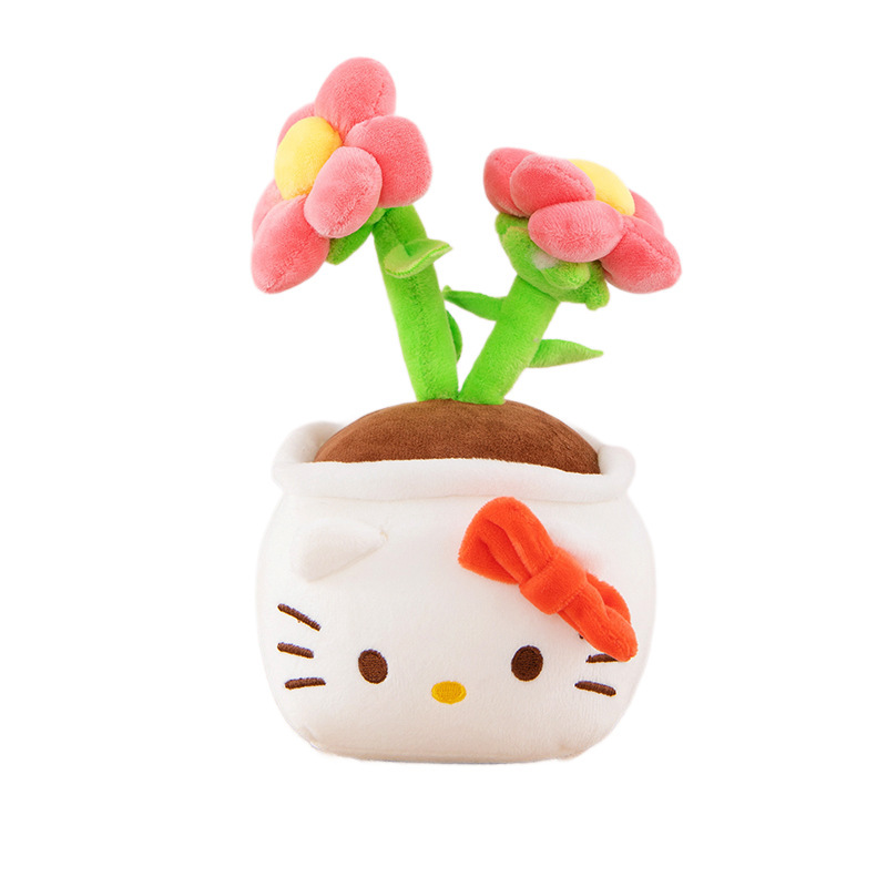 hellokitty花朵盆栽玩偶植物毛绒玩具桌面摆件装饰现货批发|undefined