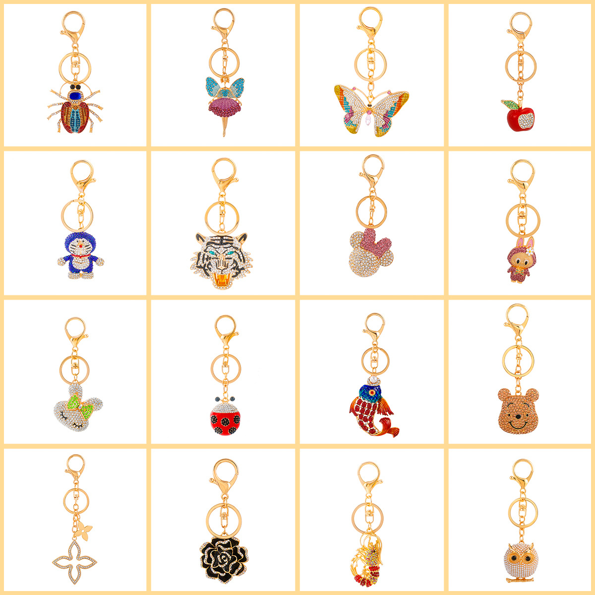 新款热卖钥匙扣挂件卡通动物挂饰钥匙圈金属饰品可爱汽车装饰品