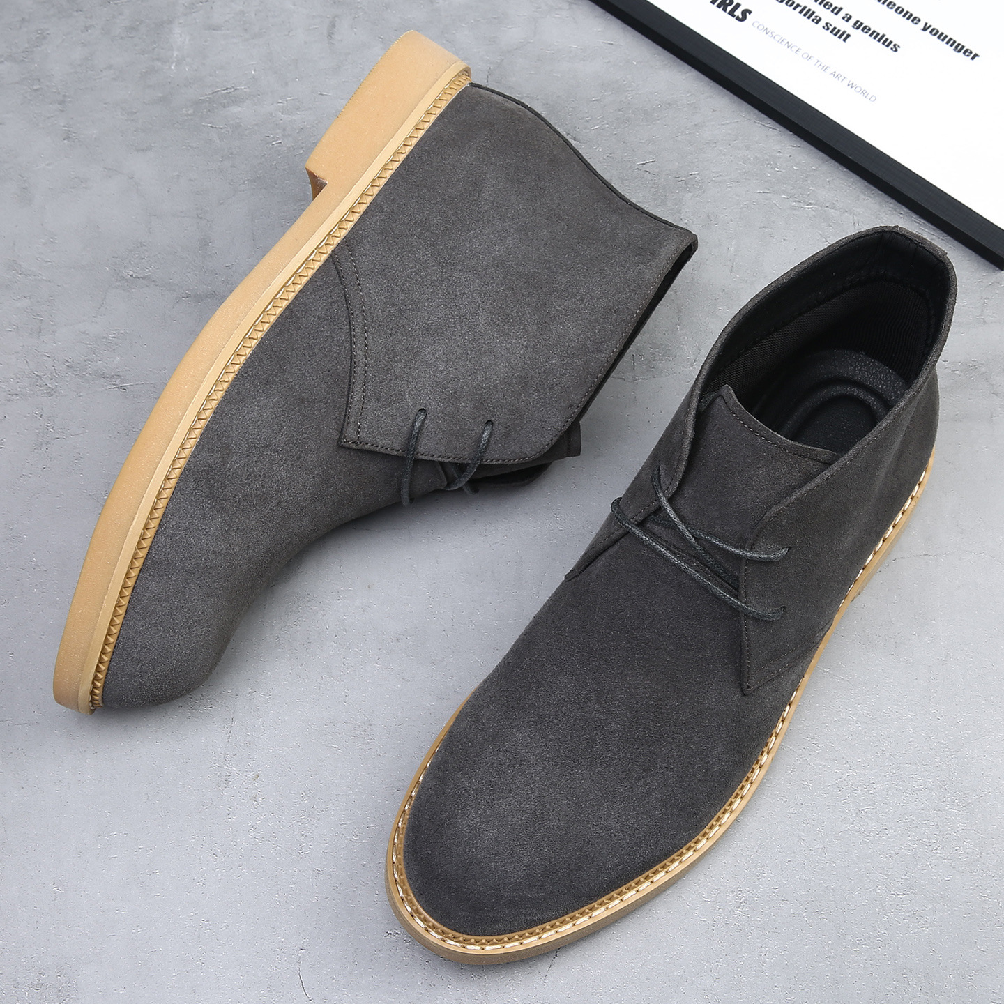 Botas del desierto para hombres 47 48 botas Martin para hombres de alto estilo británico retro botas de cuero casuales versátiles