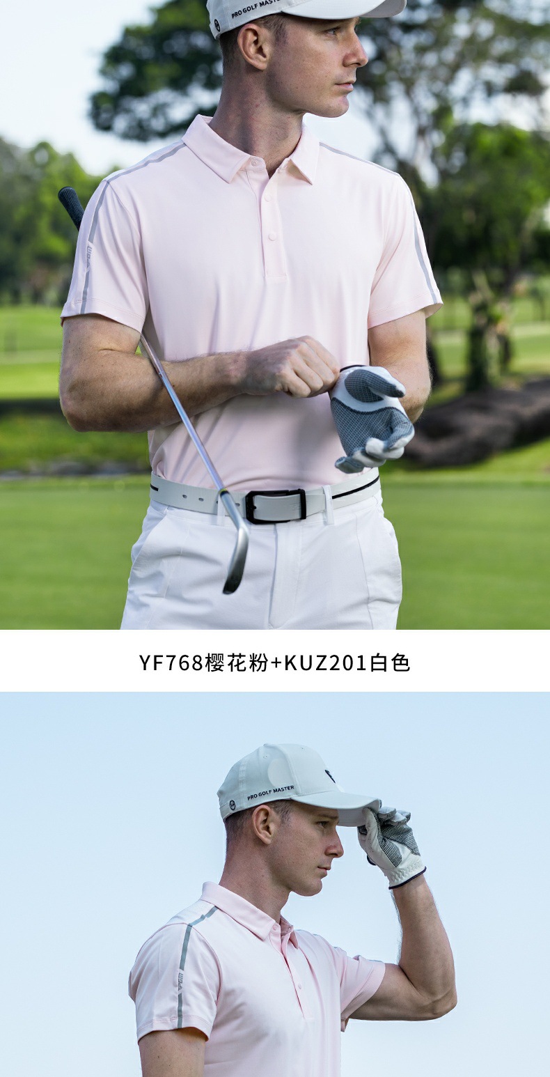 Áo polo golf nam tay ngắn thoáng khí nhanh khô — YF768 màu xanh hải quân tay ngắn, YF768 trắng tay ngắn, YF768 hoa anh đào tay ngắn chi tiết 16