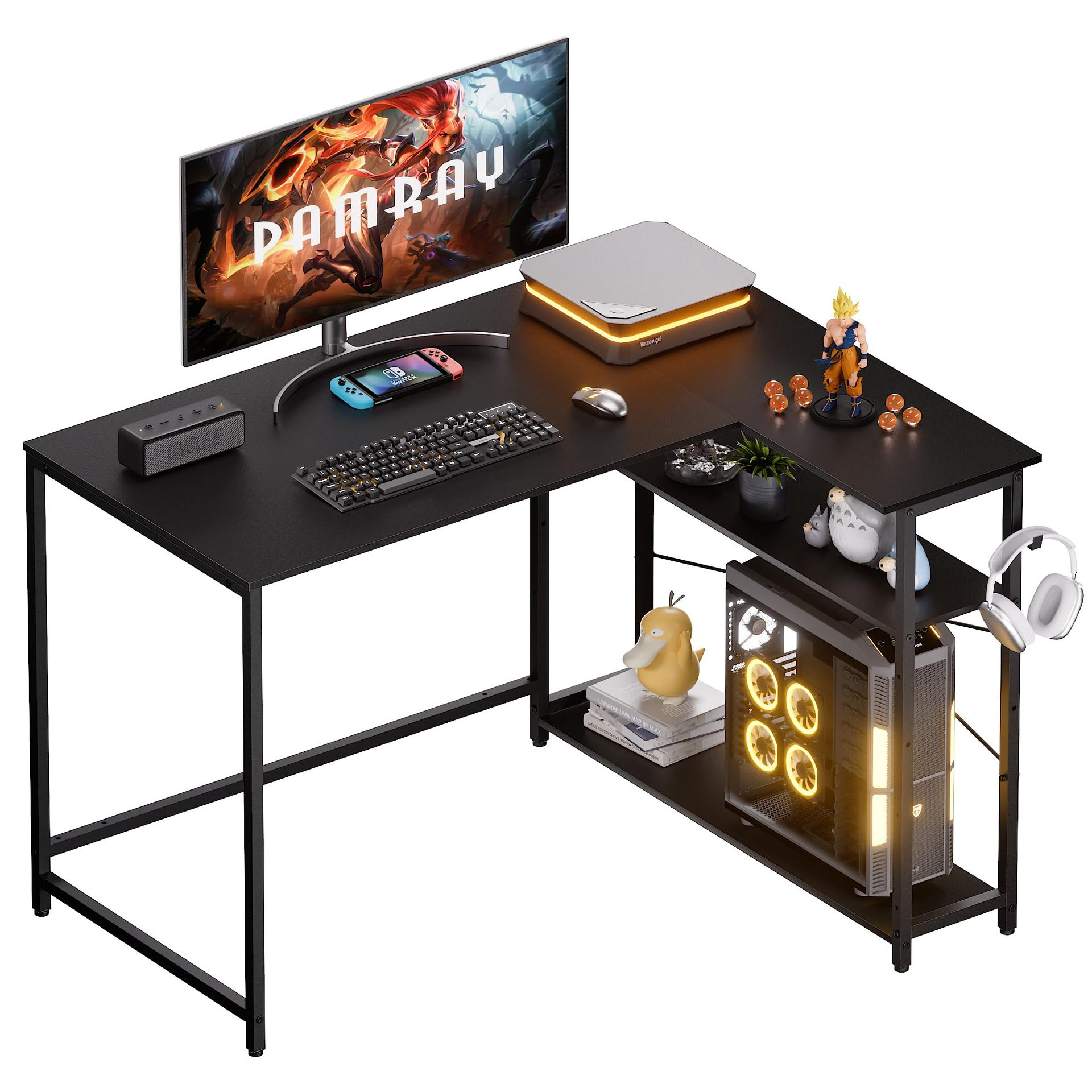 Escritorio de computadora personalizado de comercio exterior minimalista en forma de L, escritorio de dormitorio pequeño tipo de casa con tabla de esquina