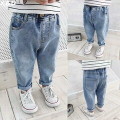 子供服の子供のズボン春秋赤ちゃんの弾力性のジーパンの男の子の洋気の女の子の百合のゆったりしているズボンの韓国版のファッション