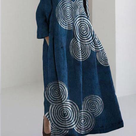 外贸跨境2025夏季新款独立站速卖通3D印花圆领甜美女士长袖连衣裙