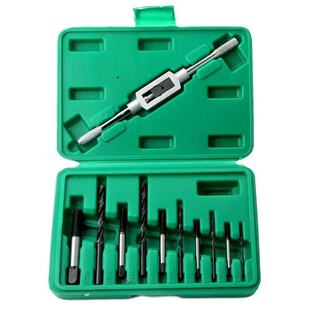 11Pcs Set of Coarse Thread Screw Extractors, Twist Drill Taps, Wrench Set, Broken Head Sliding Screw Extractors